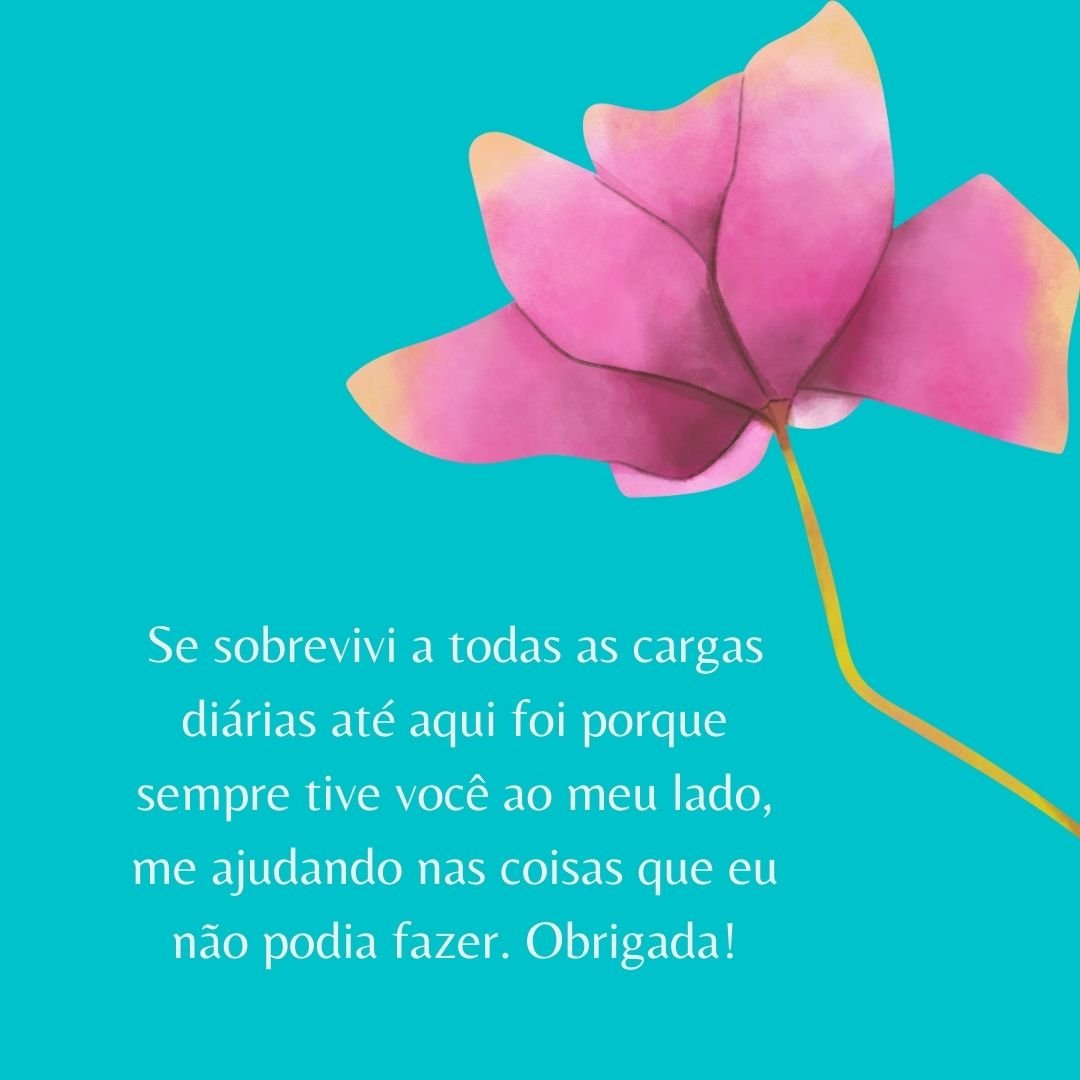 Se sobrevivi a todas as cargas diárias até aqui foi porque sempre tive você ao meu lado, me ajudando nas coisas que eu não podia fazer. Obrigada!