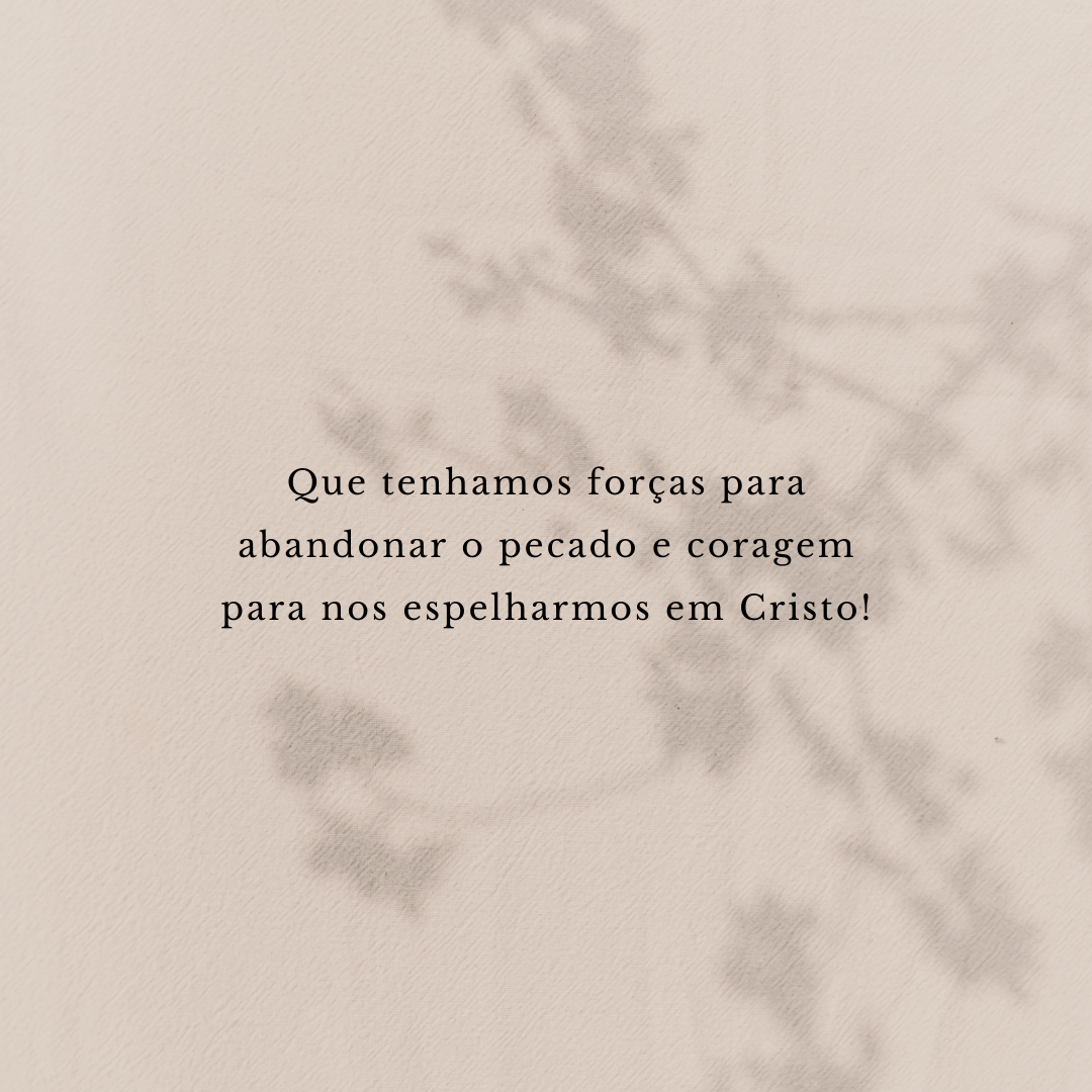 Que tenhamos forças para abandonar o pecado e coragem para nos espelharmos em Cristo!