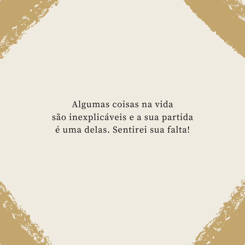 Algumas coisas na vida são inexplicáveis e a sua partida é uma delas. Sentirei sua falta!