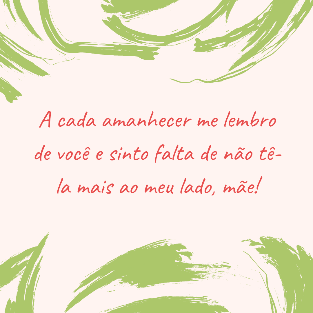 A cada amanhecer me lembro de você e sinto falta de não tê-la mais ao meu lado, mãe!