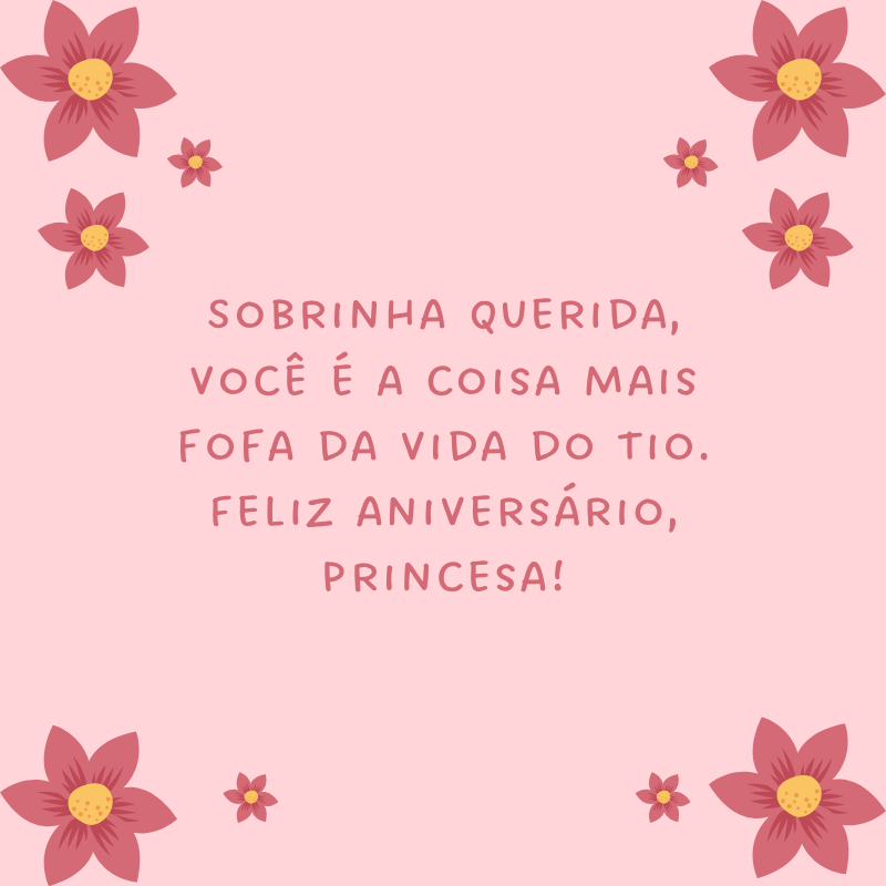 Sobrinha querida, você é a coisa mais fofa da vida do tio. Feliz aniversário, princesa!