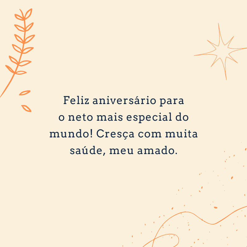 Feliz aniversário para o neto mais especial do mundo! Cresça com muita saúde, meu amado.