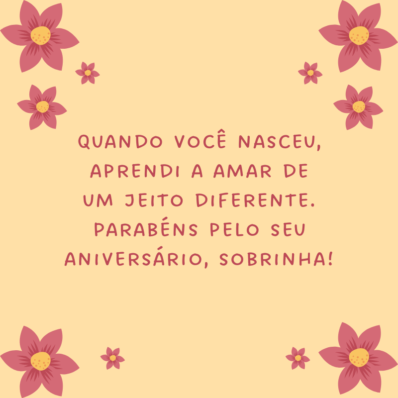 Quando você nasceu, aprendi a amar de um jeito diferente. Parabéns pelo seu aniversário, sobrinha!