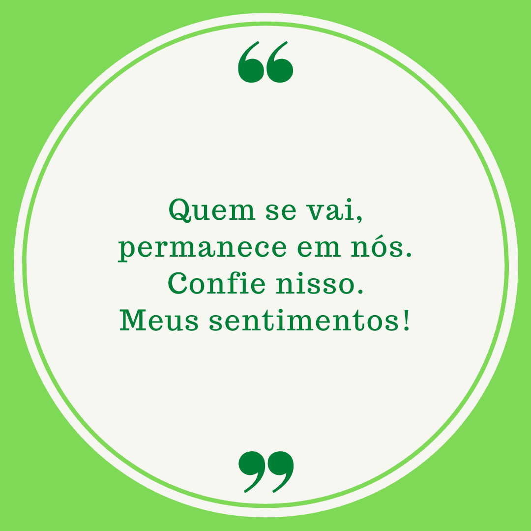 Quem se vai, permanece em nós. Confie nisso. Meus sentimentos!