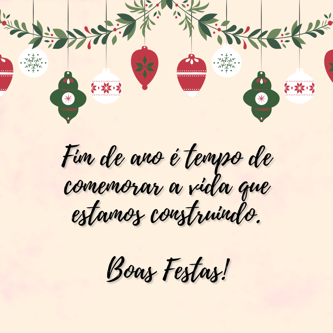 Fim de ano é tempo de comemorar a vida que estamos construindo. Boas Festas!