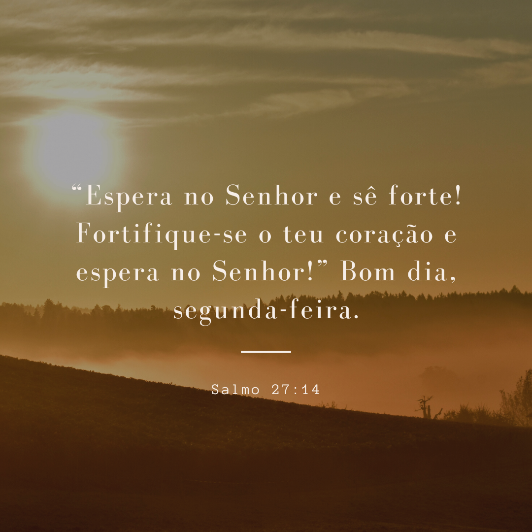 “Espera no Senhor e sê forte! Fortifique-se o teu coração e espera no Senhor!” Bom dia, segunda-feira.