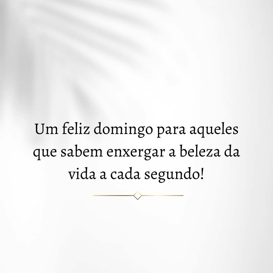 Um feliz domingo para aqueles que sabem enxergar a beleza da vida a cada segundo!