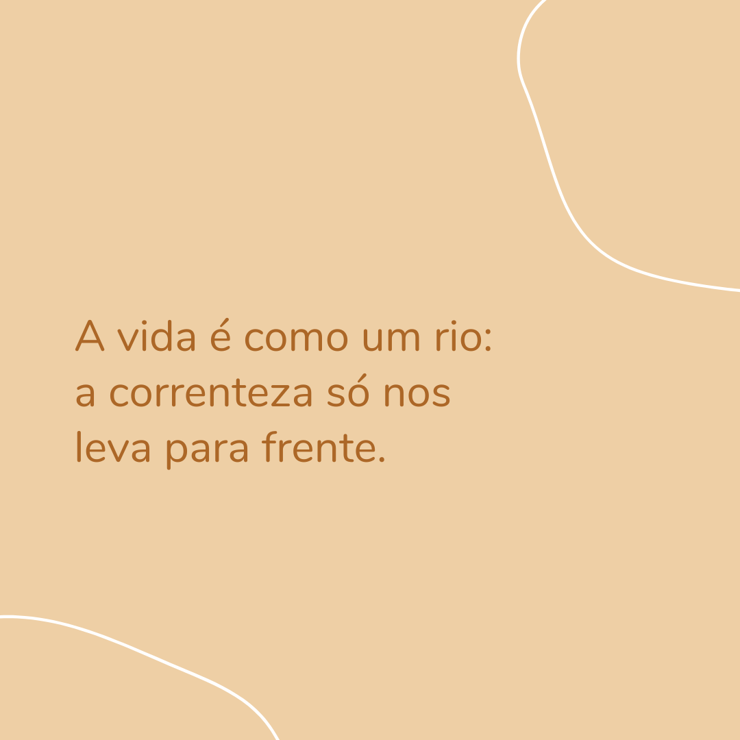 A vida é como um rio: a correnteza só nos leva para frente.