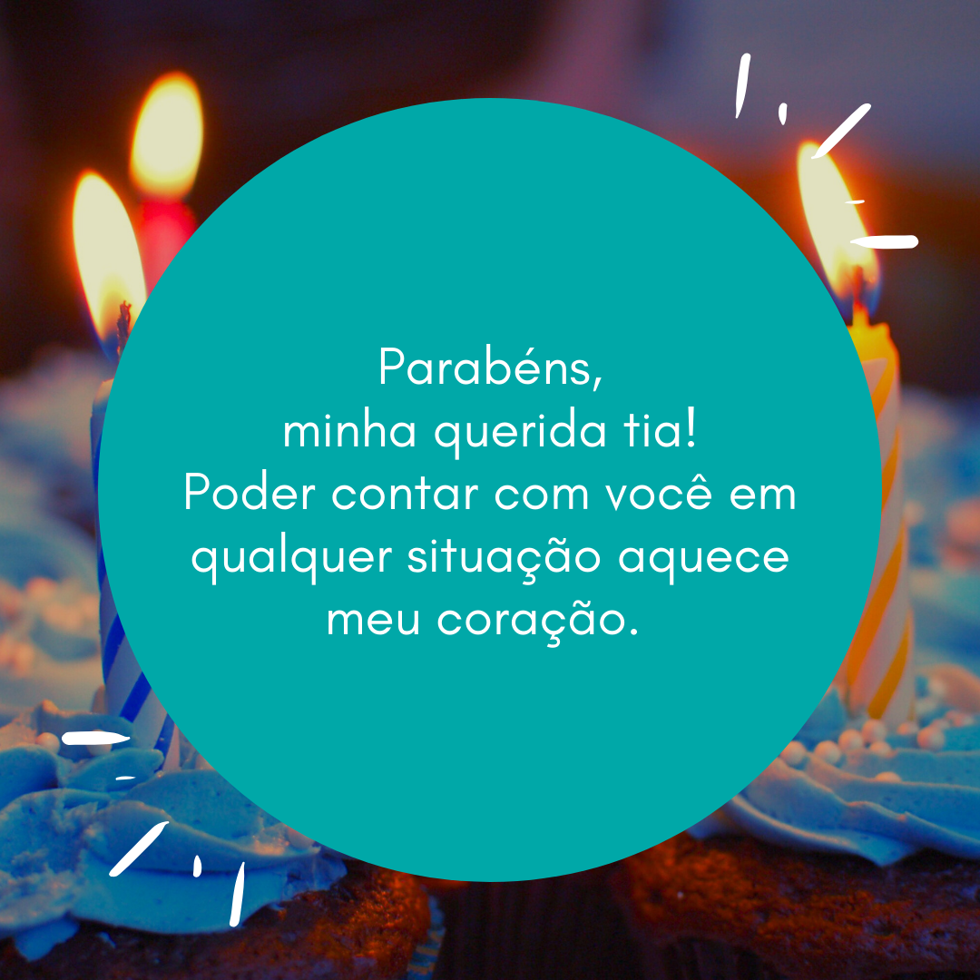 Parabéns, minha querida tia! Poder contar com você em qualquer situação aquece meu coração. Como é bom ter alguém tão inspiradora como você em minha vida. Obrigada por tudo!