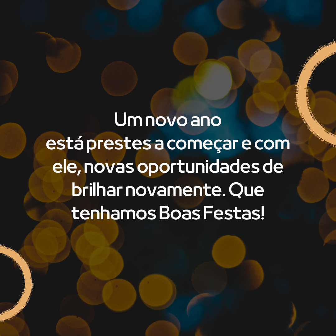 Um novo ano está prestes a começar e com ele, novas oportunidades de brilhar novamente. Que tenhamos Boas Festas!