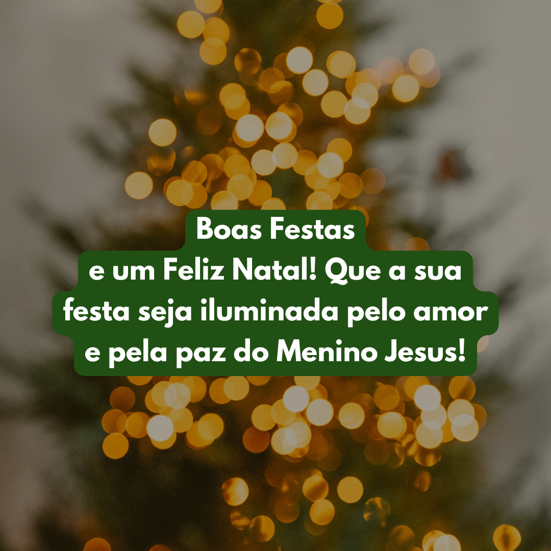Boas Festas e um Feliz Natal! Que a sua festa seja iluminada pelo amor e pela paz do Menino Jesus!